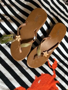 Scott Tan Floral Thong Sandals for Women